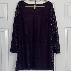 Purple Lace Shift Dress